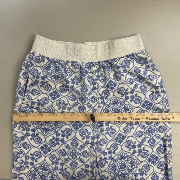 Soft Surroundings 100% Linen Pants Womens Medium Wide Leg Crop Blue Floral 31x26 - Picture 7 of 13